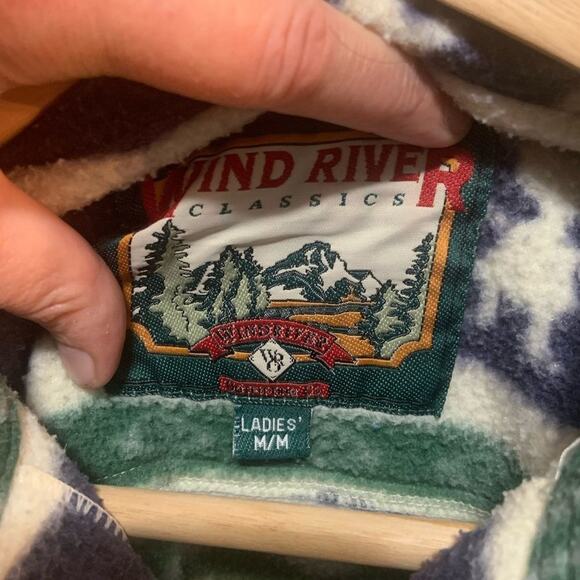 Vintage flannel shacket jacket warm shirt oversized with Aztec pattern. Sz M - Picture 6 of 7